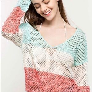 Multi color crochet sweater